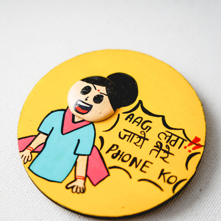 Handcrafted MDF & Clay Aunty Fridge Magnet