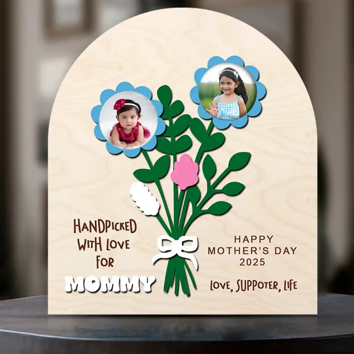 Photo Personalized Hand-Painted Mom Theme Wooden Decorative Plaque