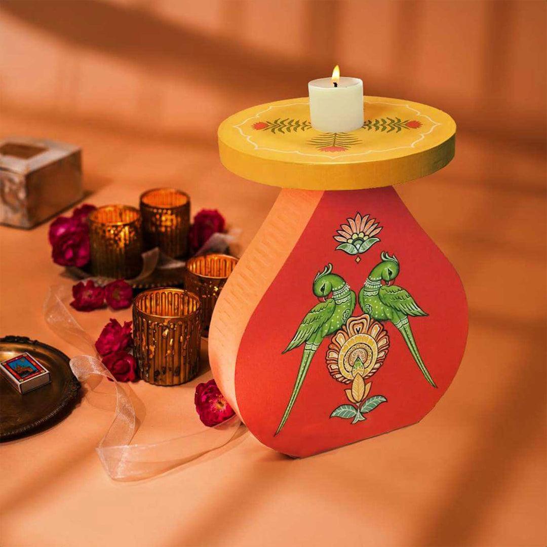 Hand-Painted Shuk Wooden Candle Holder