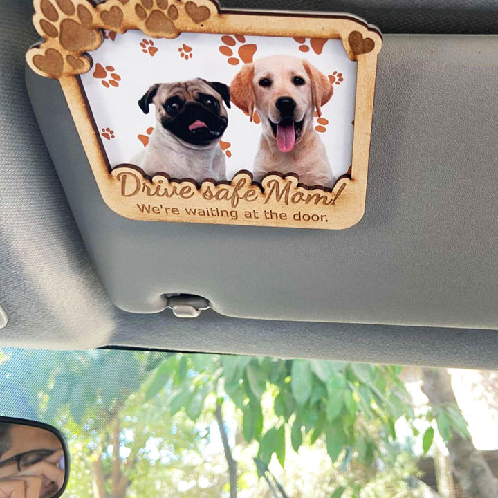 Photo Personalized Handmade Paw Theme MDF Wood Car Visor Clip