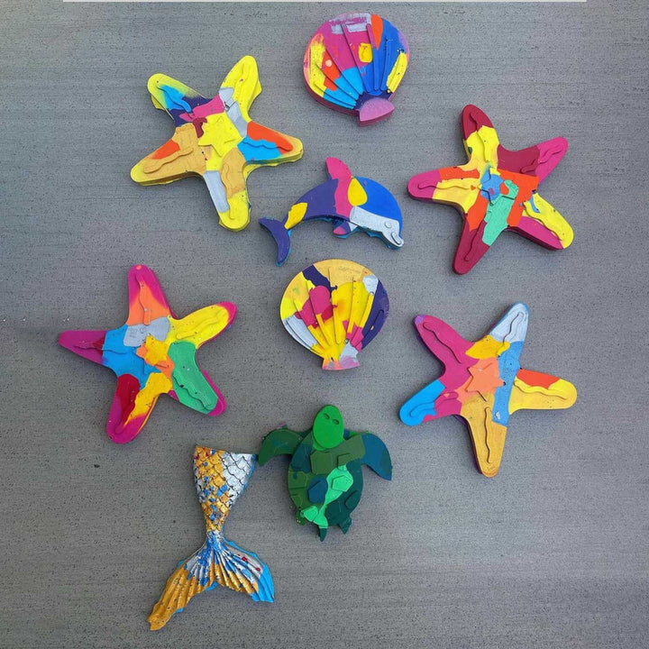 Handmade Non-Toxic Under the Sea Assorted Marbled Crayons | Set Of 8