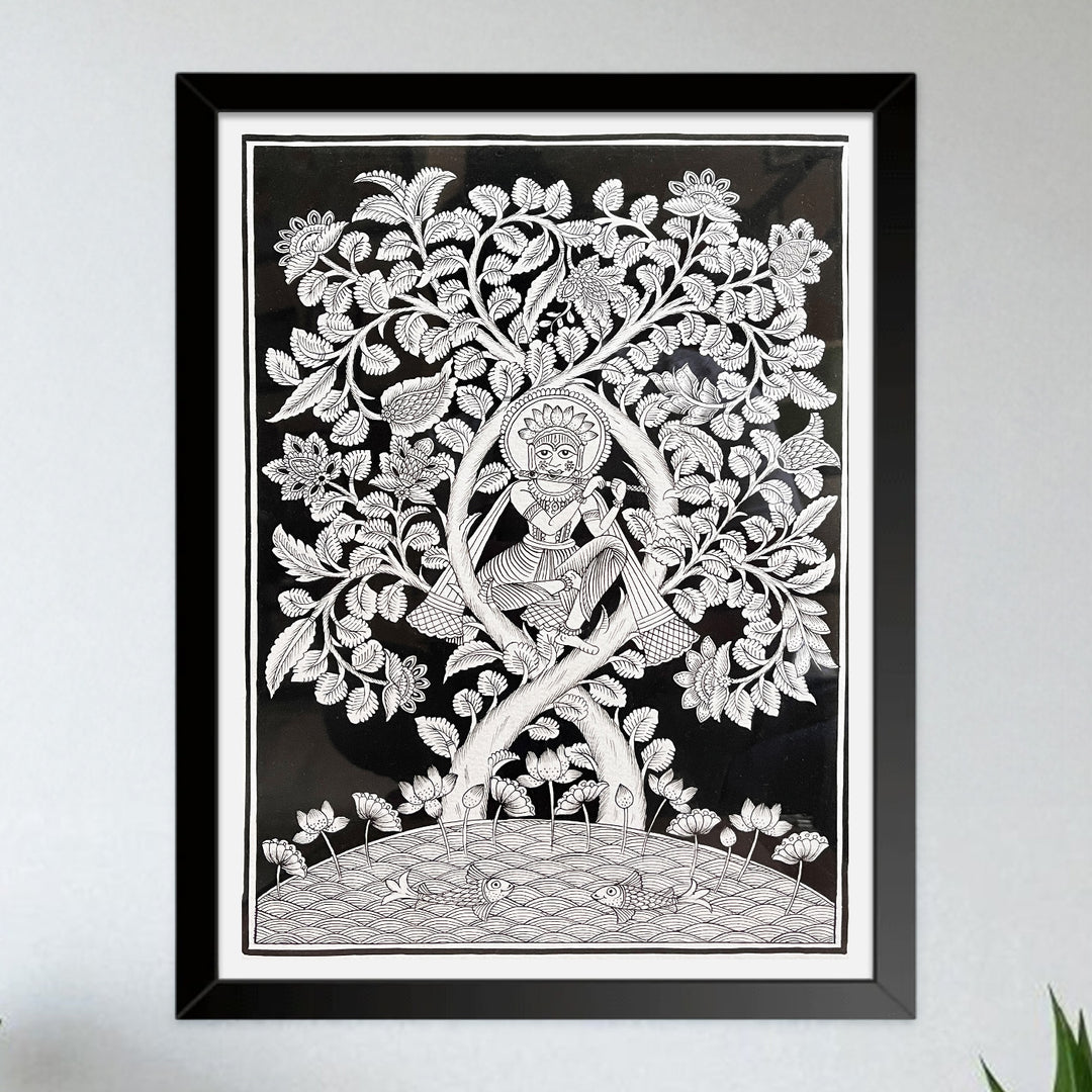 15 X 11 Inch | Krishna Tree of Life Paper Phad Painting