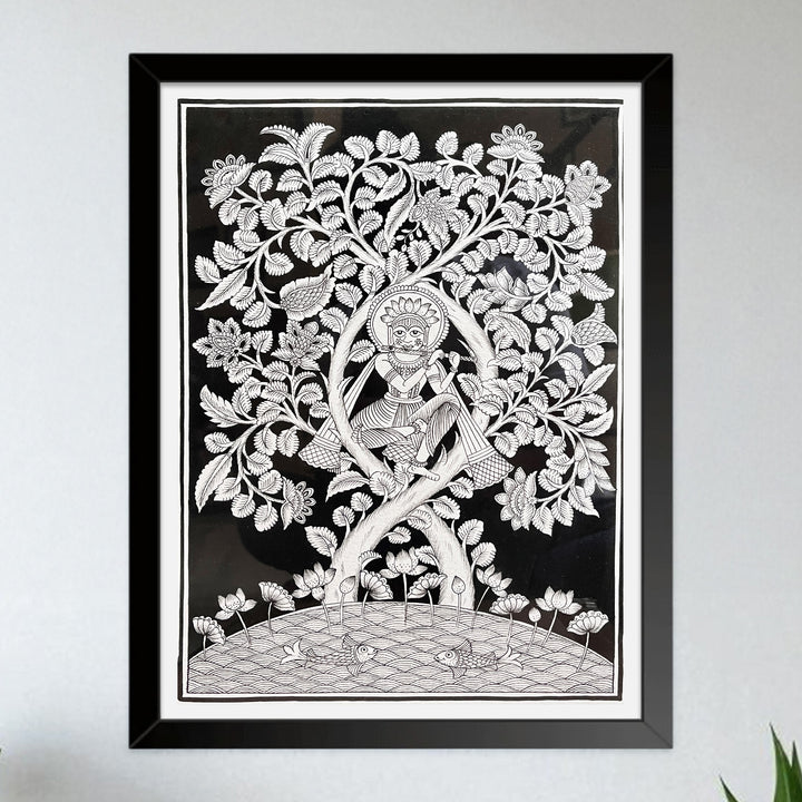 15 X 11 Inch | Krishna Tree of Life Paper Phad Painting