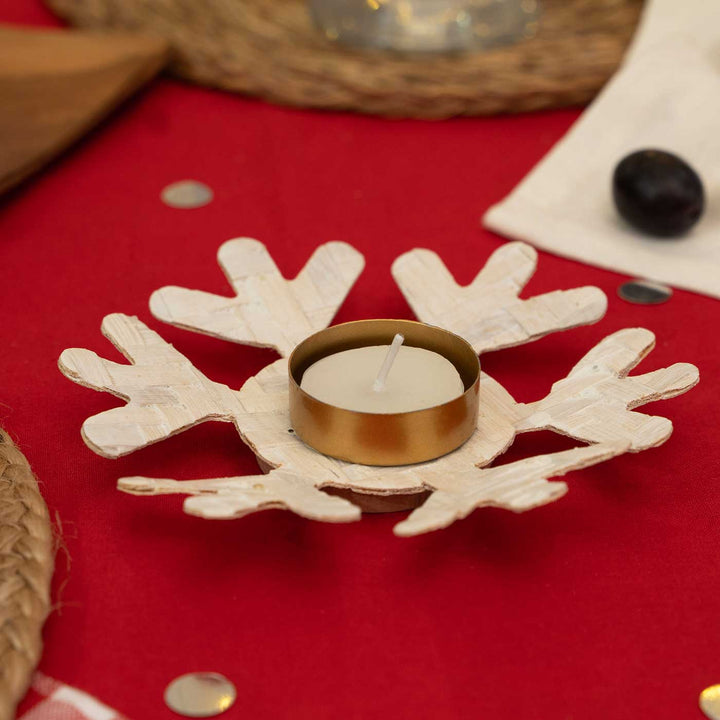 Handmade Bamboo Frost Tea Light Holder | Set Of 2