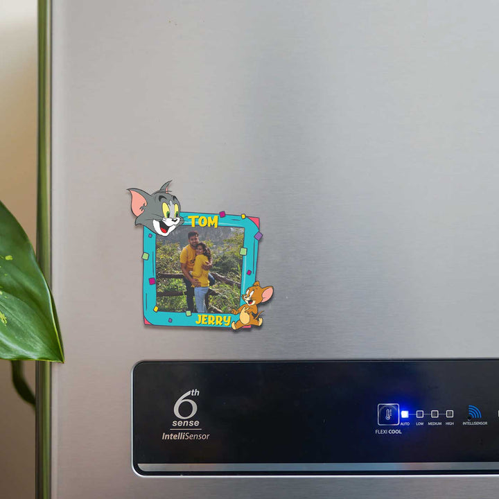 Photo Personalized Tom & Jerry Theme Wooden Fridge Magnet