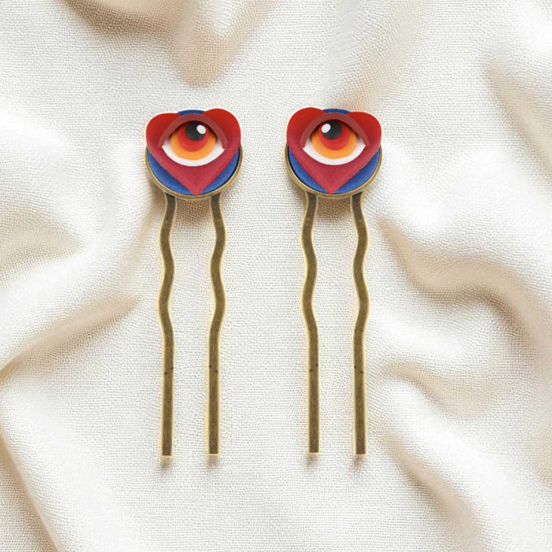 Handmade Polymer Clay Heart Of Envy Hair Pin | Set Of 2