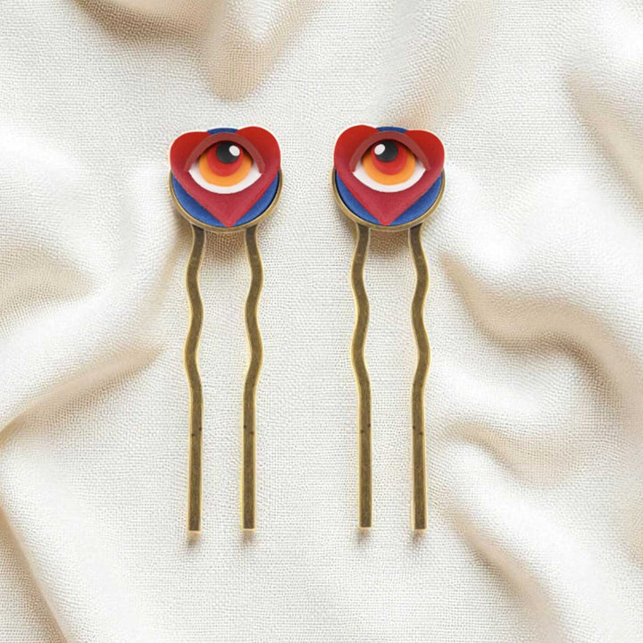 Handmade Polymer Clay Heart Of Envy Hair Pin | Set Of 2