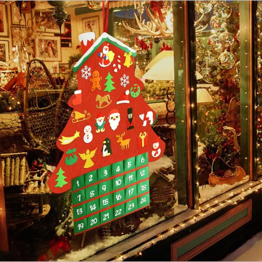 36 Inch Cottage Advent Calendar With 25 Ornaments Felt DIY Decor