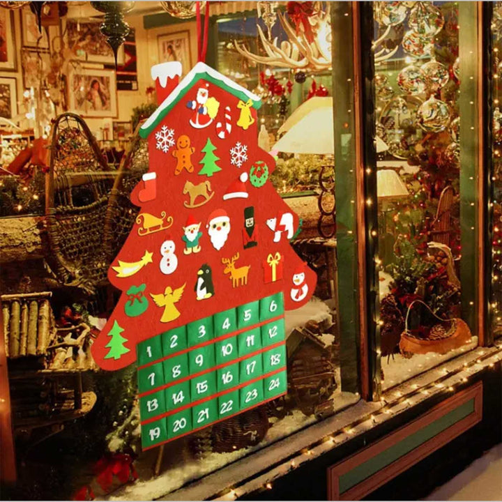 36 Inch Cottage Advent Calendar With 25 Ornaments Felt DIY Decor