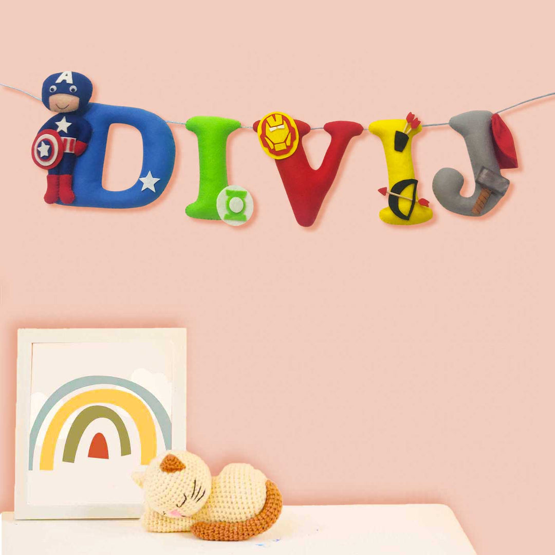 Personalized Handmade Superhero Theme Felt Kids Bunting