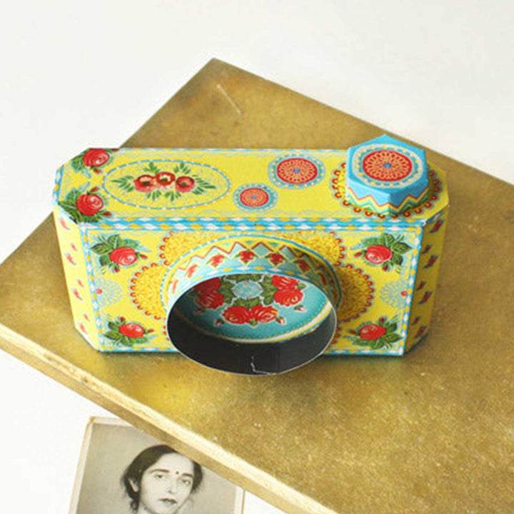 Handmade Printed Yellow Mini Camera Design DIY Paper Photo Frame