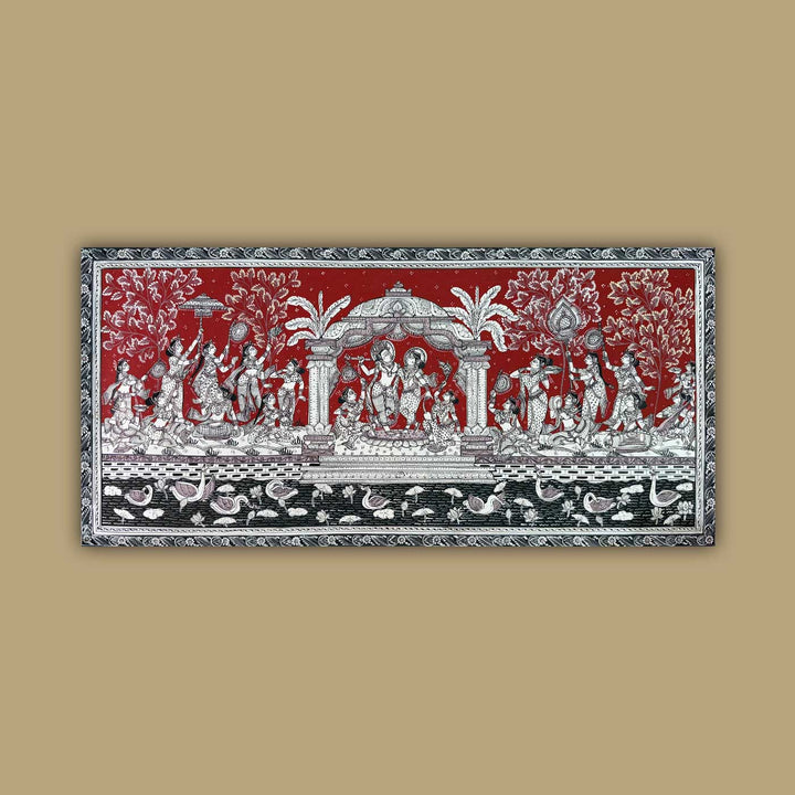 18 X 40 Inch | Handmade Canvas Yamunaras Painting