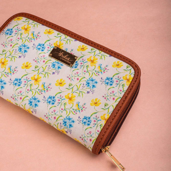 Vintage Blooms Vegan Leather Zipper Wallet