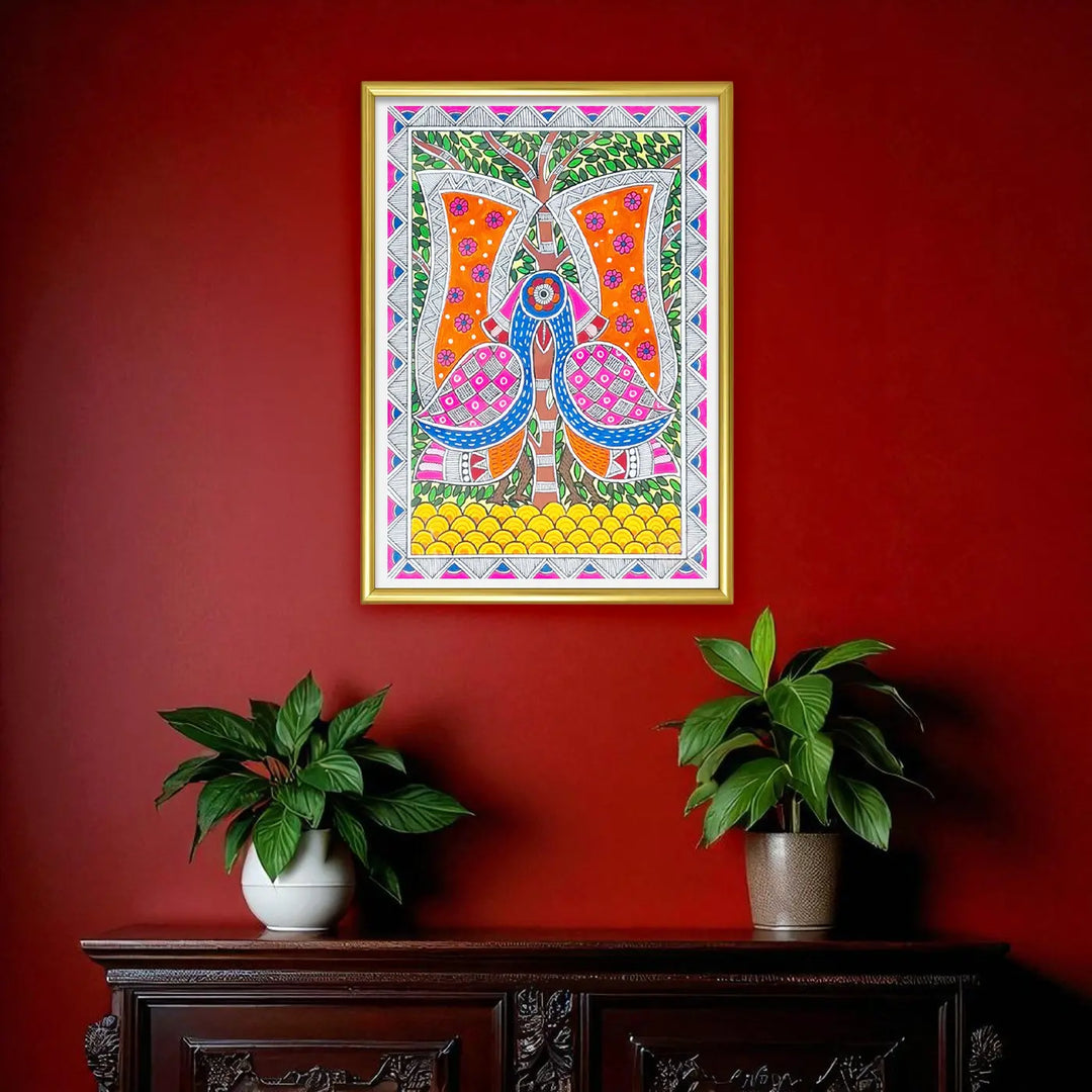 8 x 5 Inch | Twin Harmony | Original Hand Painted Madhubani Painting On Paper