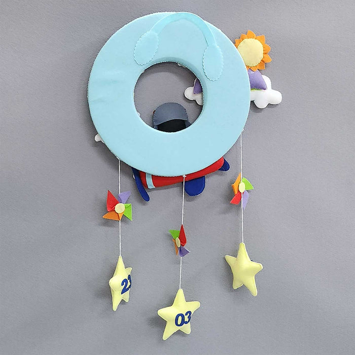 Personalized Aeroplane Theme Felt Kids Name Plate