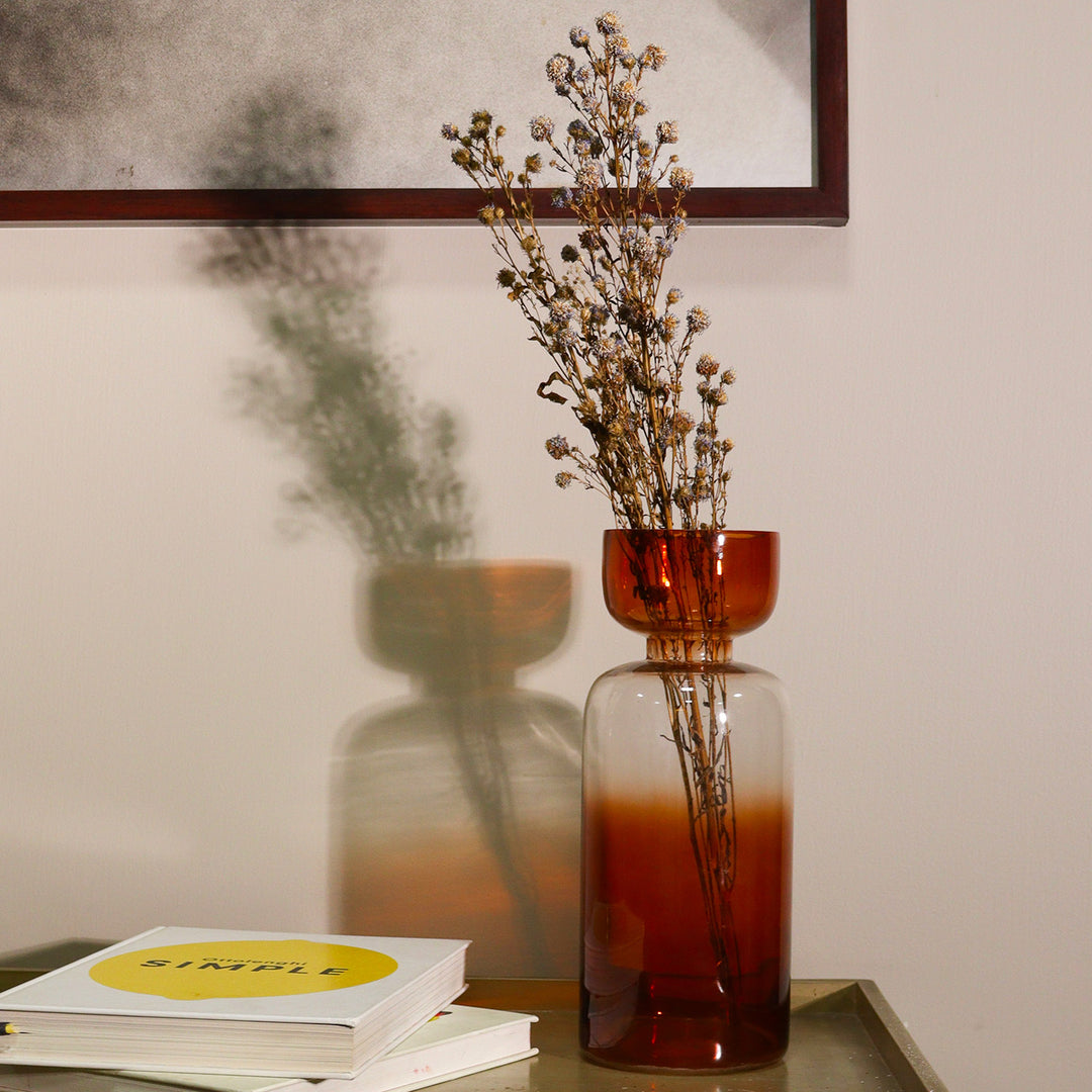 Handmade Haze Brown Grande Tinted Glass Vase | 11.8 inch