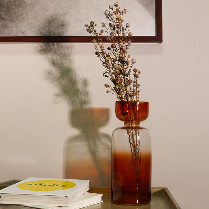Handmade Haze Brown Grande Tinted Glass Vase | 11.8 inch