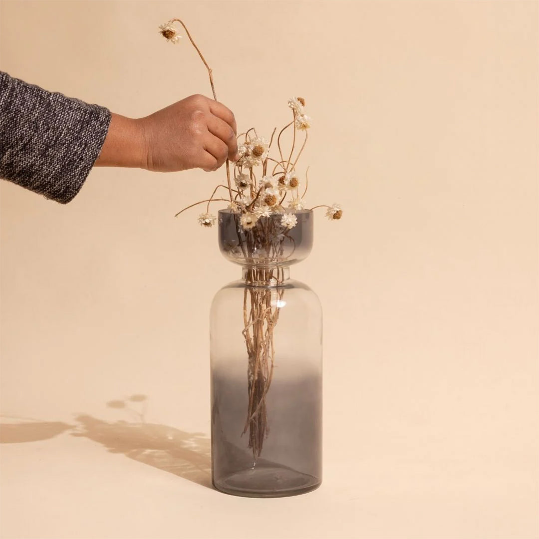Handmade Grey Grande Tinted Glass Vase | 11.8 inch