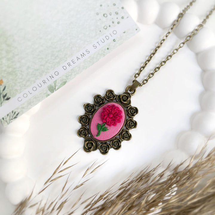 Hand Embroidered Vintage Floret Antique Finish Necklace