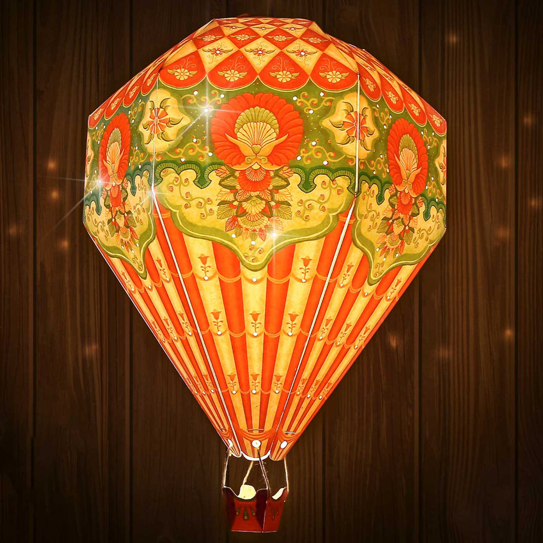 Handmade Printed Small Red Hot Air Balloon Design DIY Lampshade