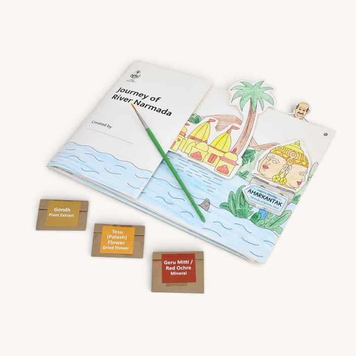 Narmada Rivers of India DIY Kit | 11 Coloring Templates, 1 Map Of India And Instruction Sheet