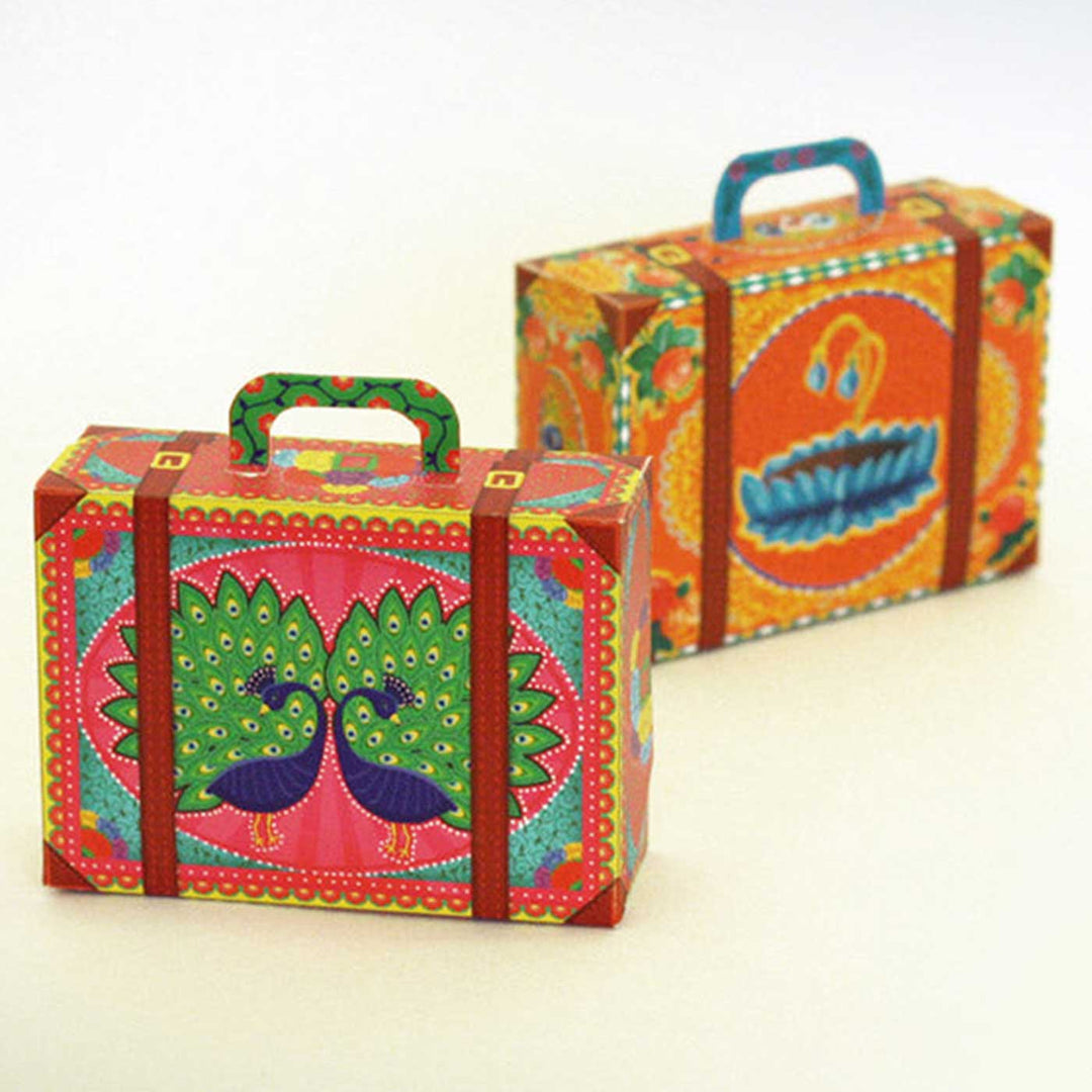 Handmade Printed Colorful Mini Suitcase Design Paper DIY Kit