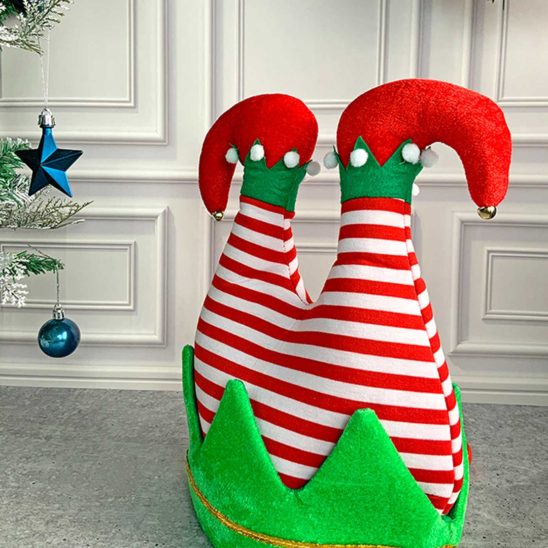 Handmade Inverted Elf Legs Plush Fabric Santa Hat | Xmas Gifting Ideas