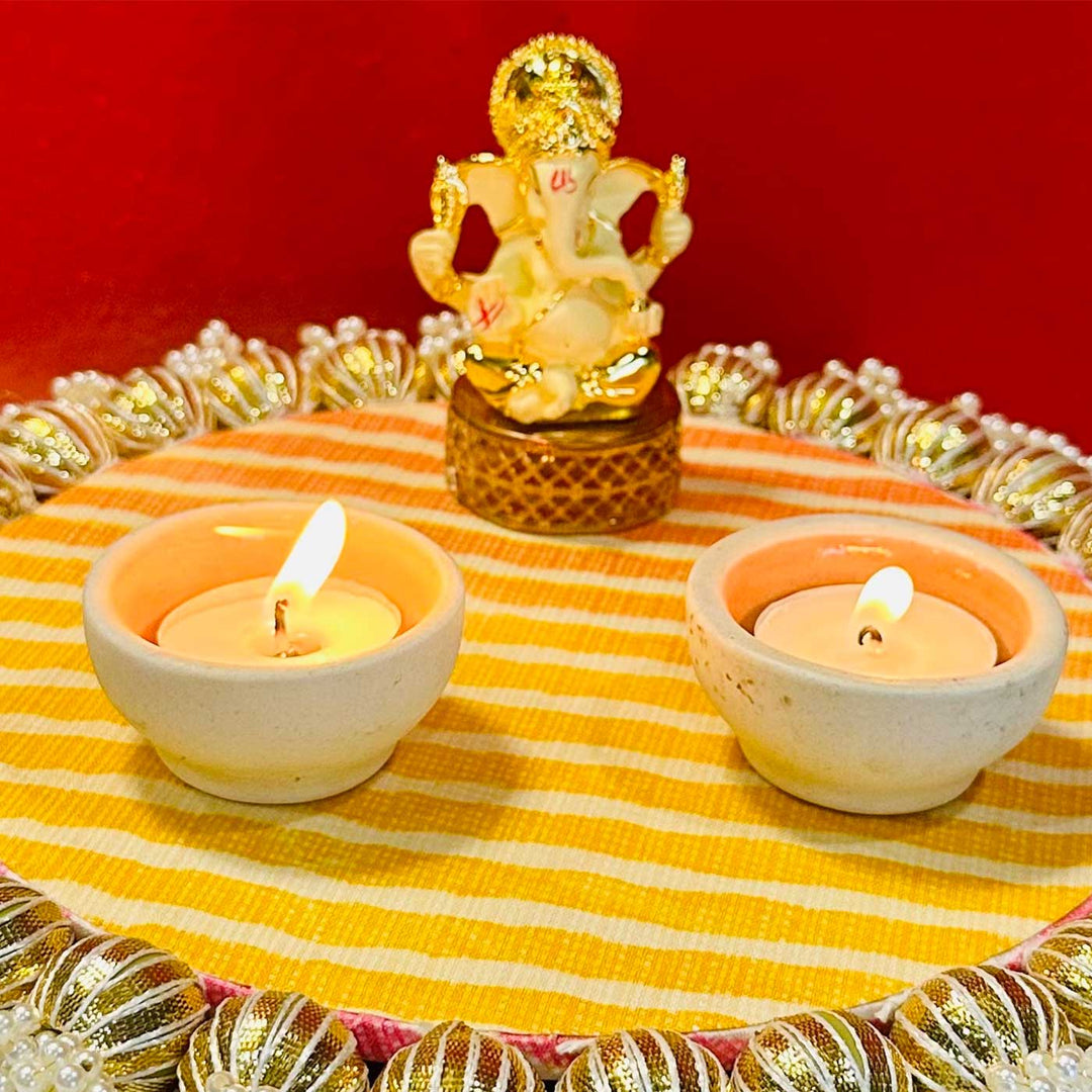 Handmade Shubh Aarrti Wooden Puja Thali