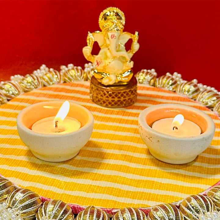 Handmade Shubh Aarrti Wooden Puja Thali