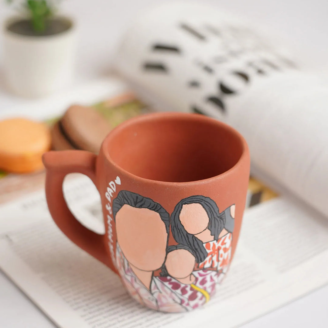 Photo Personalized Hand-Painted Mom And Dad Theme Terracotta Mug