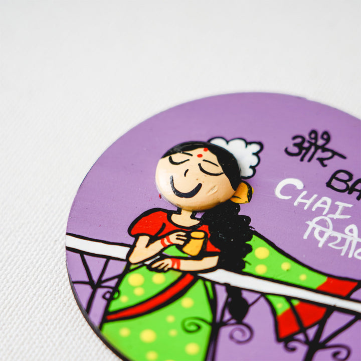 Handcrafted MDF & Clay Aunty Fridge Magnet