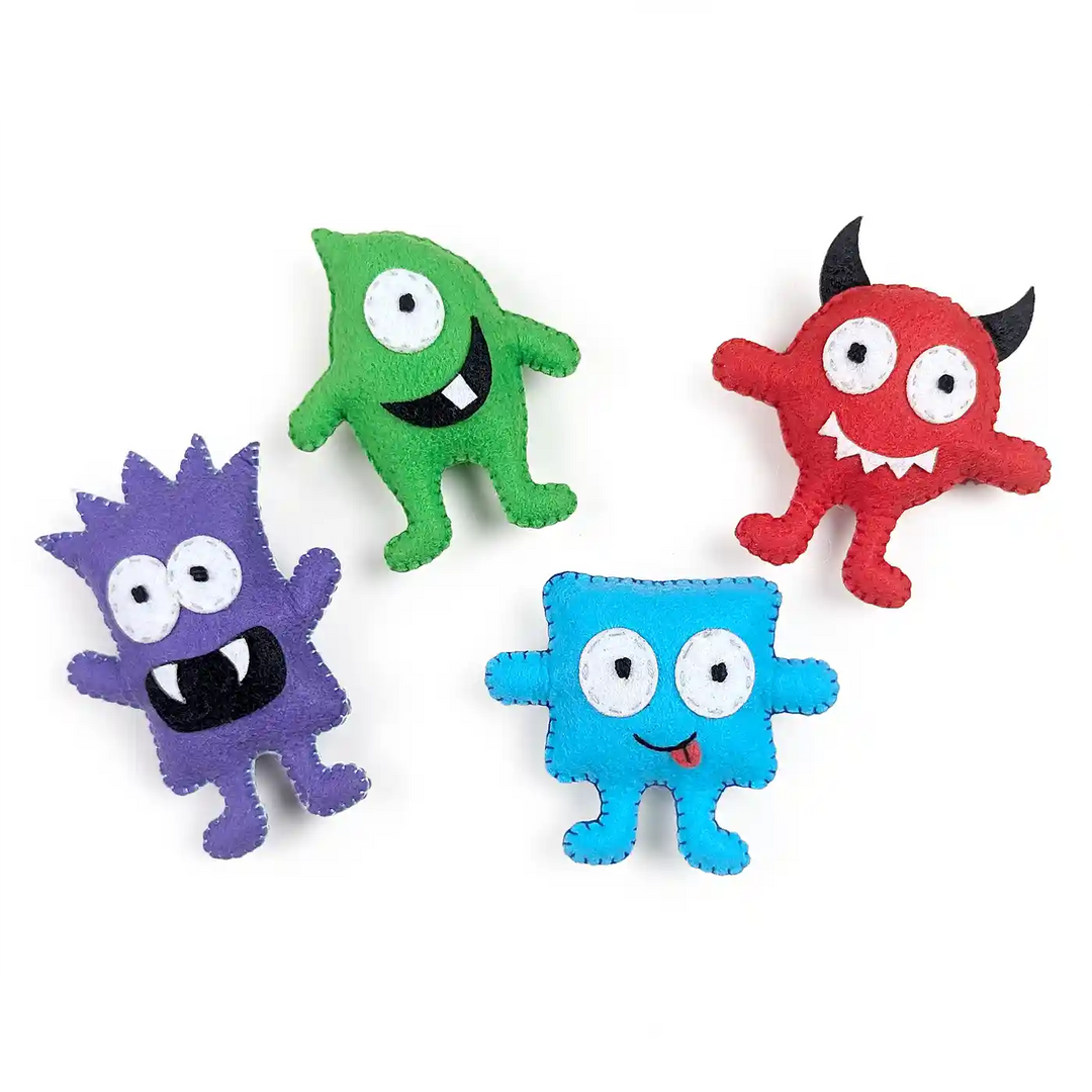 Handmade Monster Theme Felt Brooches | Set Of 4