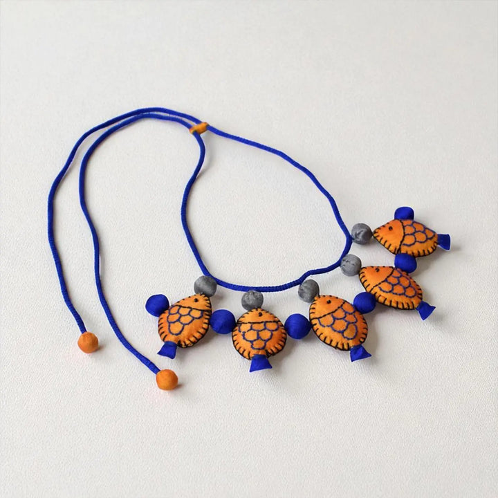 Handmade Textile Art Fish Design Dupion Silk Fabric Necklace
