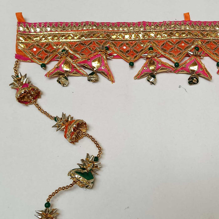 Handmade Orange & Pink Traditional Gota Patti Toran