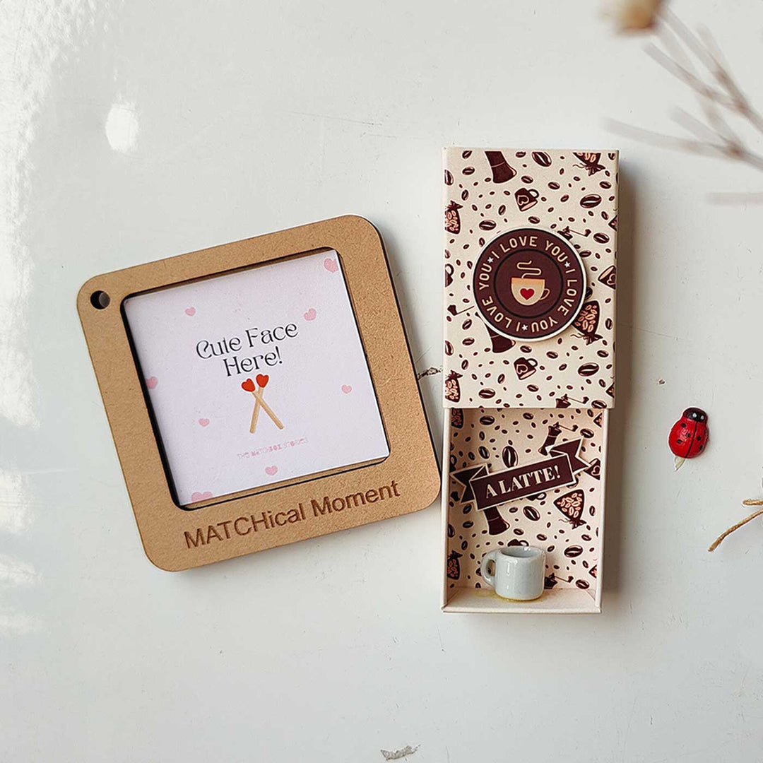 2 Pc | Photo Personalized Frame Magnet & Latte Love Mini Love Box Magnet | Valentine’s Gifting
