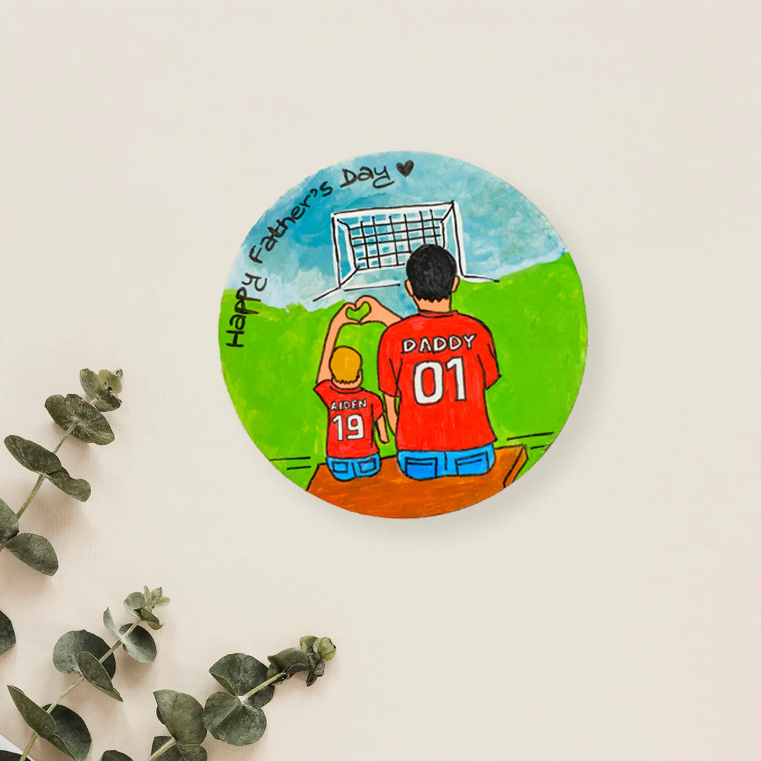 Photo Personalized Hand-Painted Football Dad Theme MDF Wood Fridge Magnet