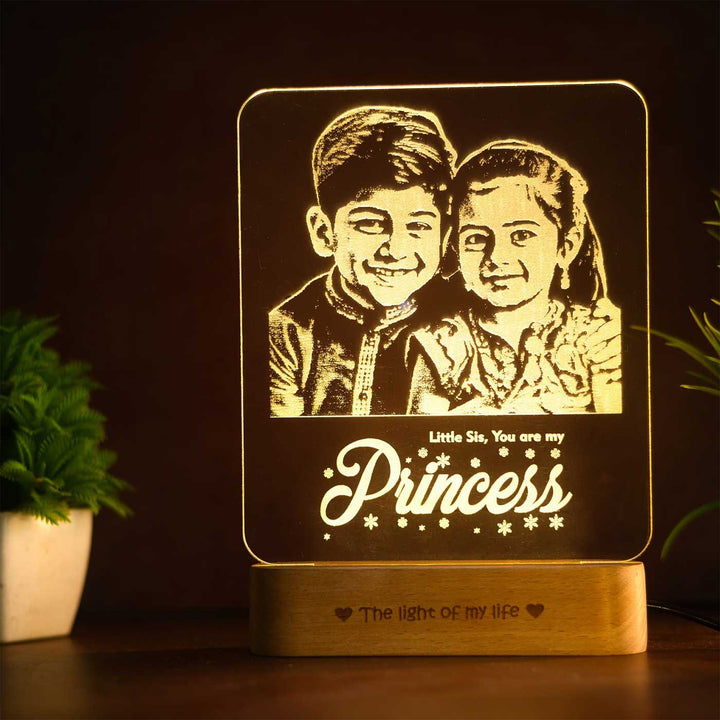 Photo Personalized Engraved Princess Theme Acrylic Table Lamp