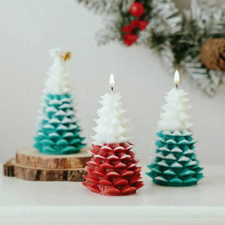 Handmade Curve Tree Soy Wax Candle For Christmas Decoration