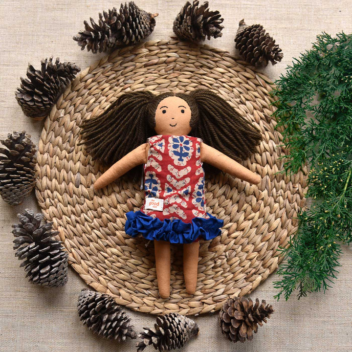 Nilah's (Younger Sister) Mira In Classic Dress | Soft Hand-Stitched Sustainable Indian Play Doll