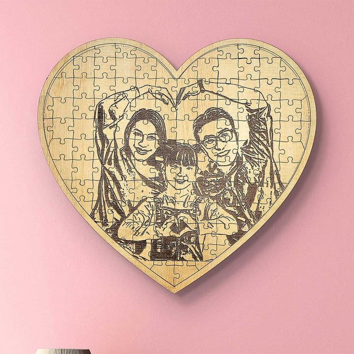 Photo Personalized Heart Shaped MDF Wood Puzzle
