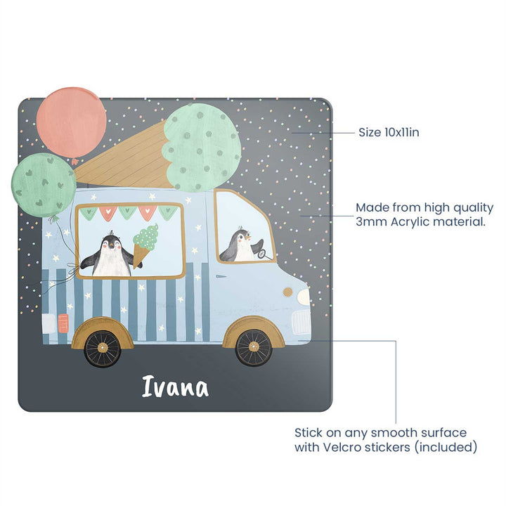 Personalized Ice Cream Fun Theme Acrylic Kids Name Plate