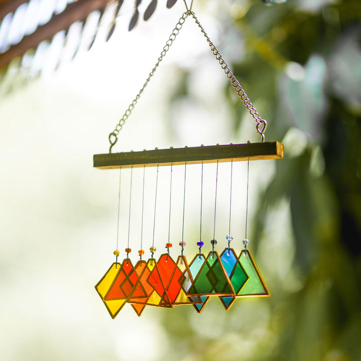 Triangle & Diamond Stained Glass Windchime