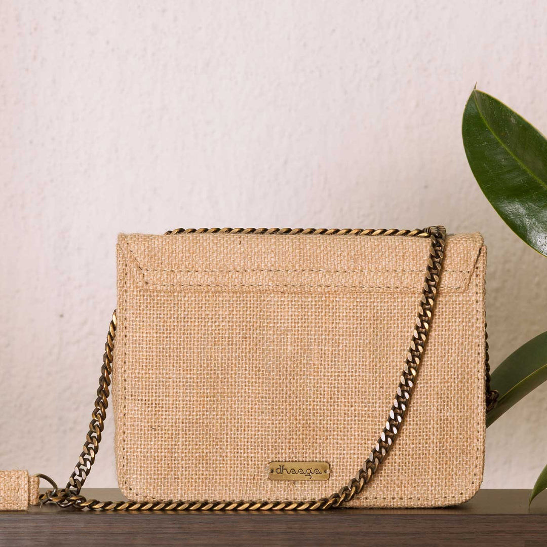 Personalized Embroidered Buttercups Beige Flap Bag