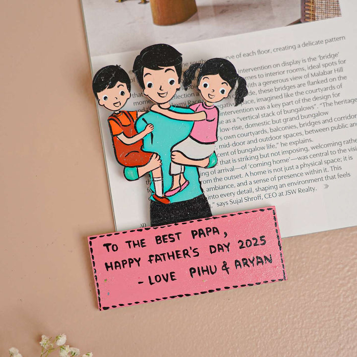 Personalized Caricature Cutout MDF Wood Fridge Magnet For Fathers