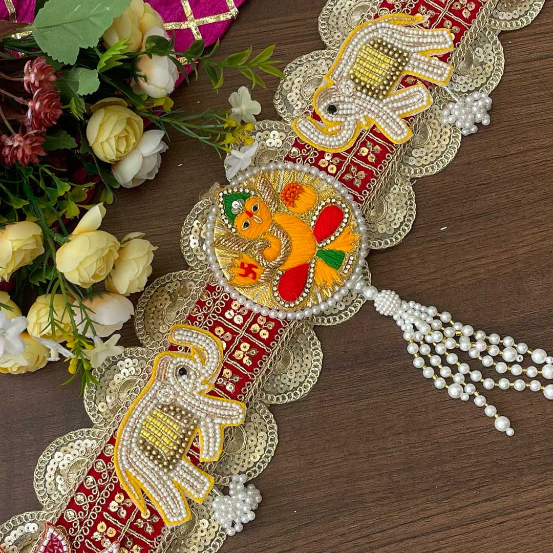 Handmade Beaded Ganesh Design Jute Toran