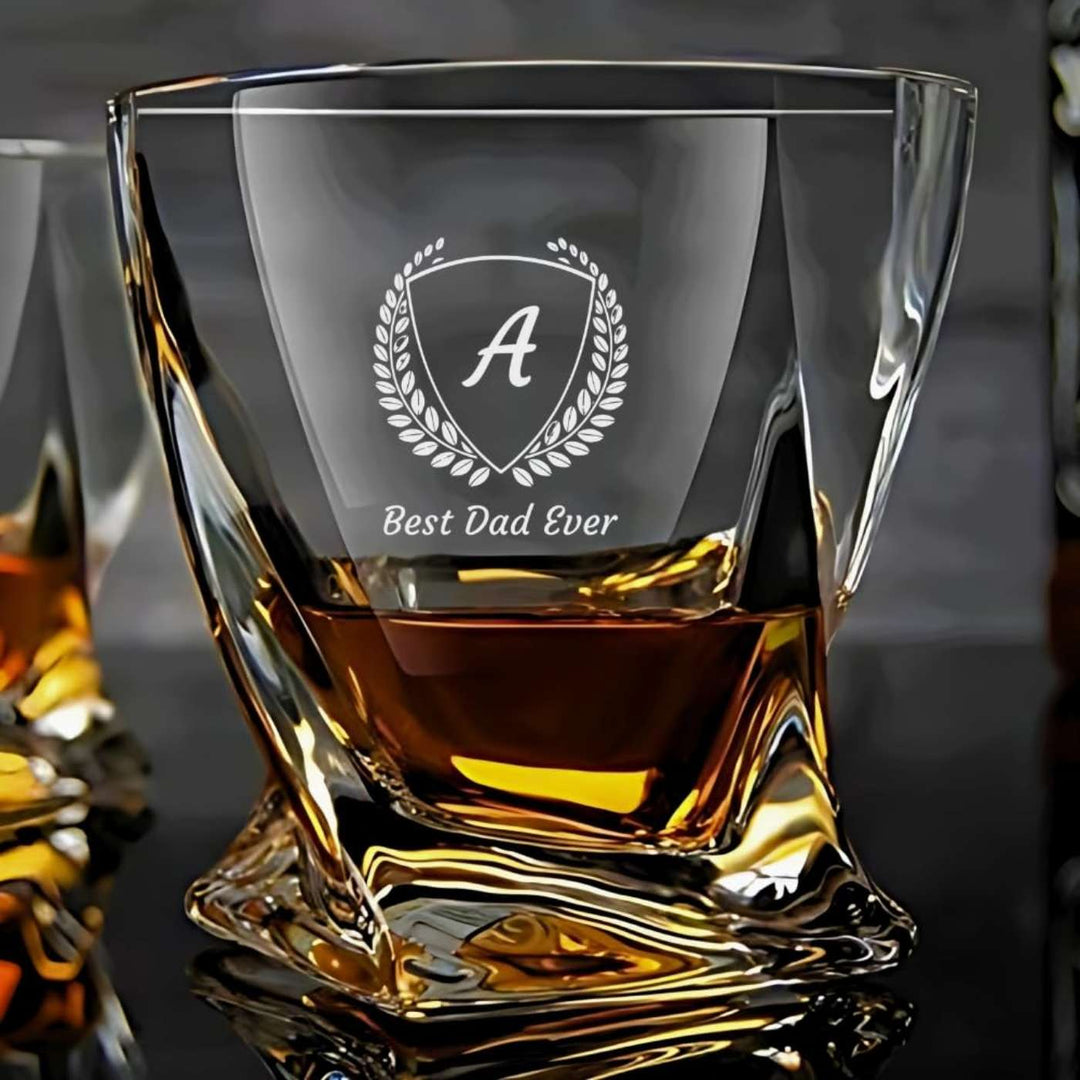 Personalized Engraved Best Dad Ever Theme Whiskey Glass | 310 ml