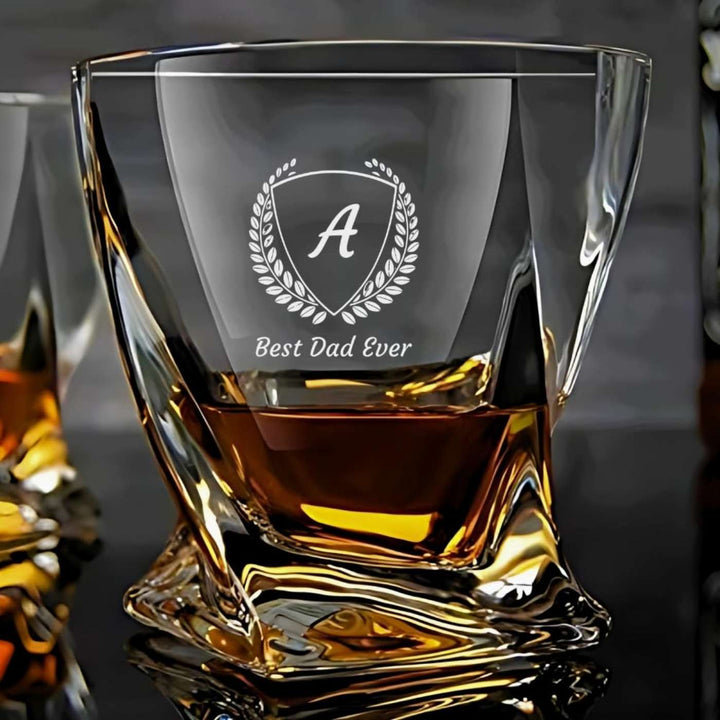 Personalized Engraved Best Dad Ever Theme Whiskey Glass | 310 ml