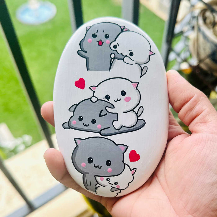 Hand-Painted Cute Couple Illustration Clay Fridge Magnet