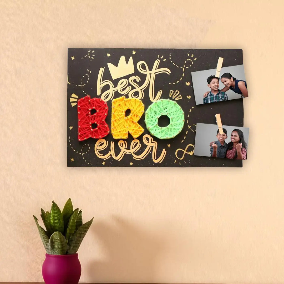 Handmade String Art "Best Bro Ever" Mdf Wood Decorative Plaque