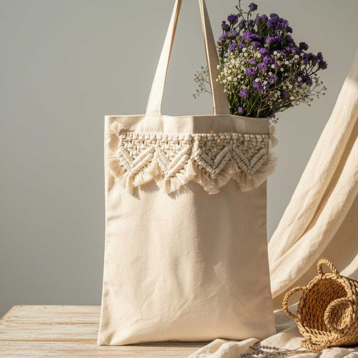 Handmade Macrame Sutra Tote Bag